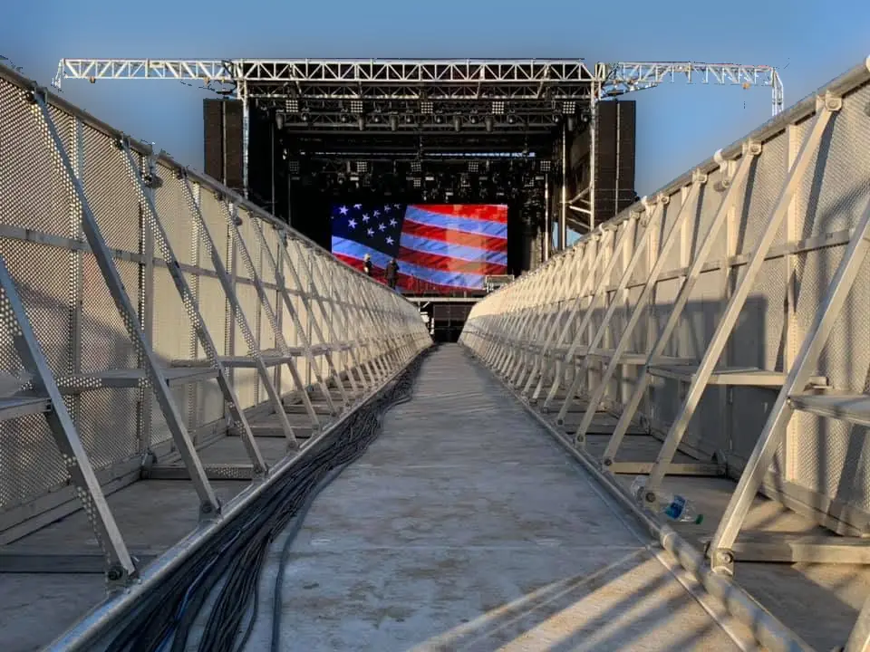 Concert barricades set up close-up by a Hands On Labor general labor crew in San Diego