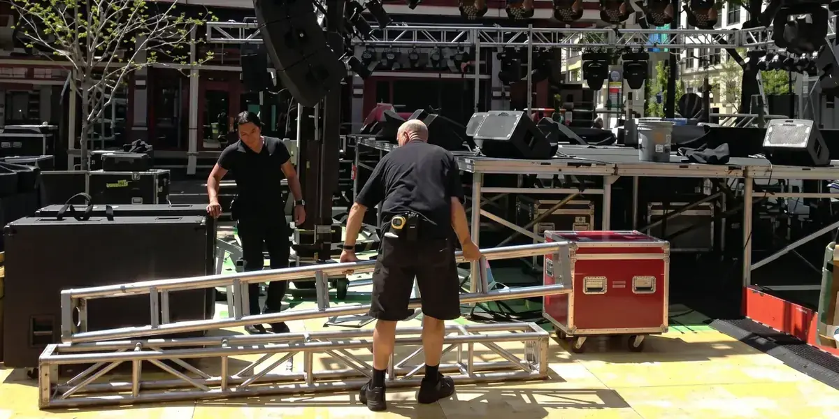 Staged outdoor event seating setup