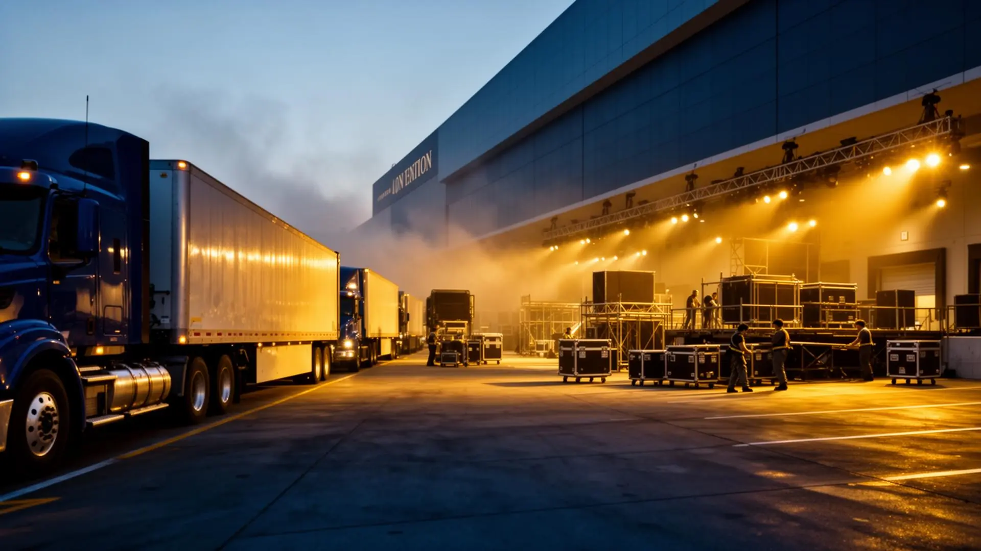 Warehouse loading dock with industrial freight