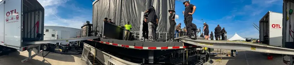 Event production loaders loading a freight truck